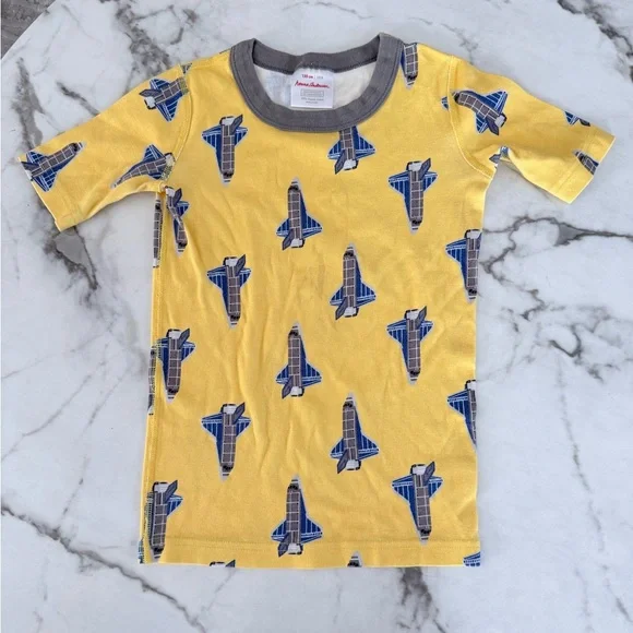 Hanna Andersson Yellow and Blue Airplane Kids Pajama Set - Picture 4 of 7